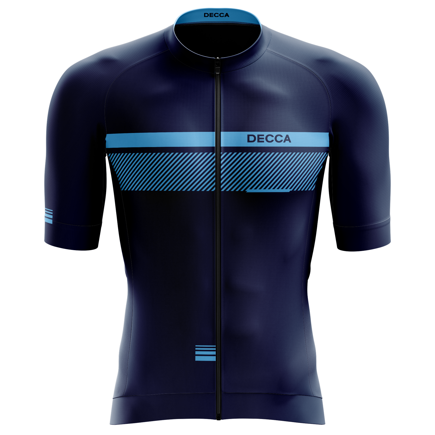Short cycling jersey with ottoman stripes on the sleeves